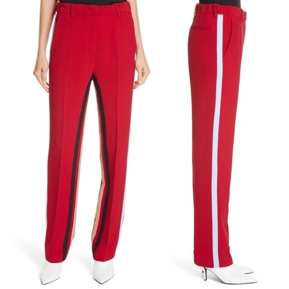 Nº21 Tuxedo Side Stripe Red Straight Leg Pants